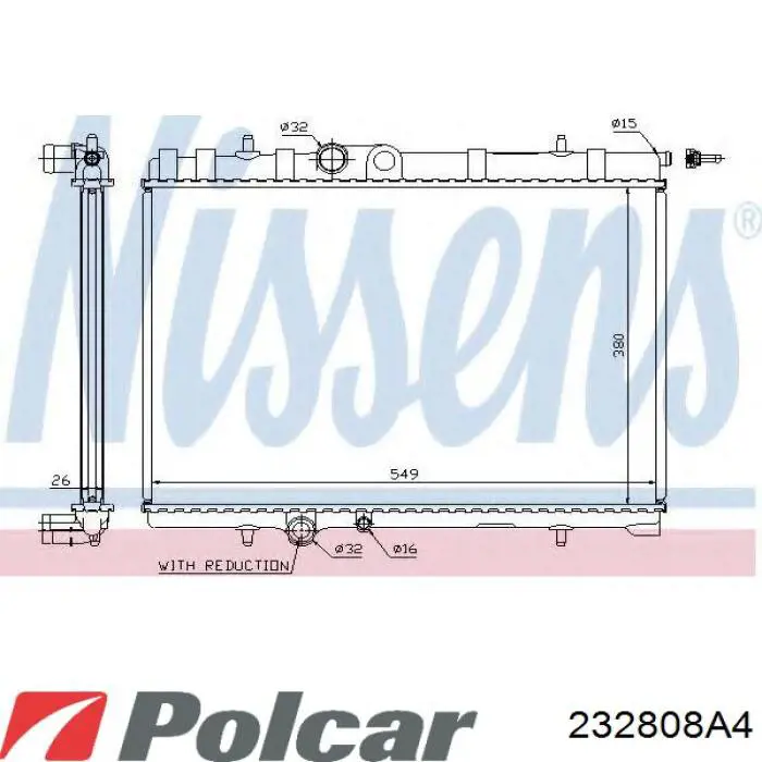 Купити 232808A4 Polcar Радіатор двигуна