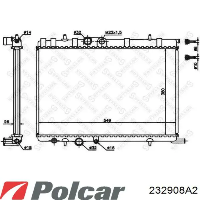 Купити 232908A2 Polcar Радіатор двигуна