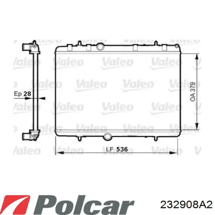 Радіатор основний Polcar 232908A2 ціна, від 38.45 USD