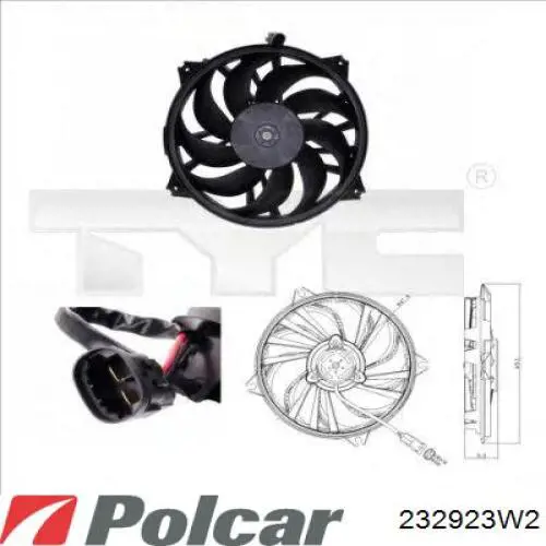 232923W2 Polcar електровентилятор охолодження в зборі (двигун + крильчатка)