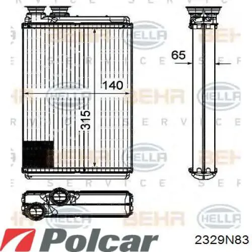 2329N83 Polcar радіатор пічки (обігрівача)