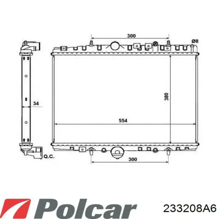 Радіатор основний Polcar 233208A6 ціна, від 48.00 USD