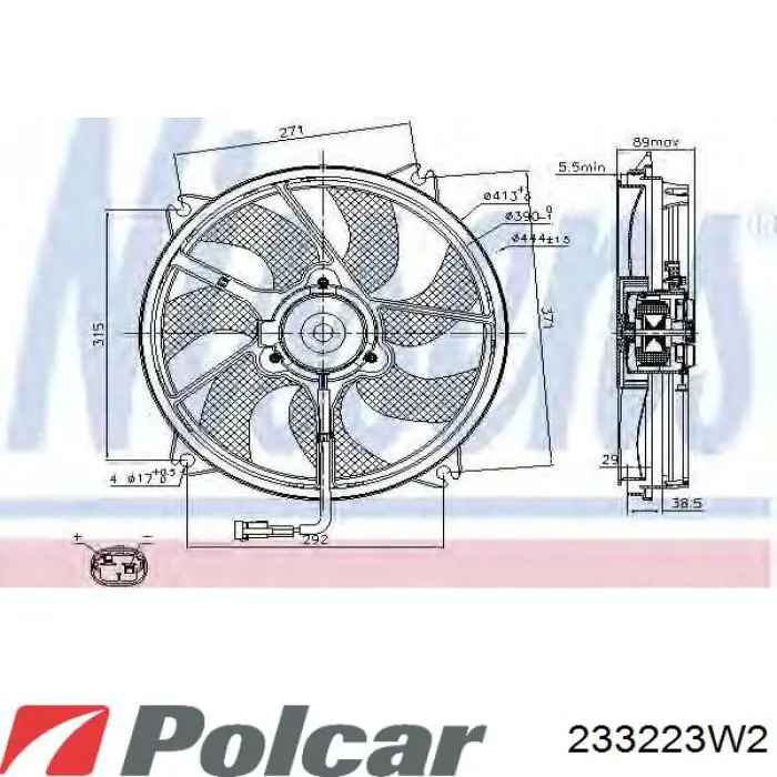 Електровентилятор охолодження в зборі (двигун + крильчатка) 233223W2 Polcar