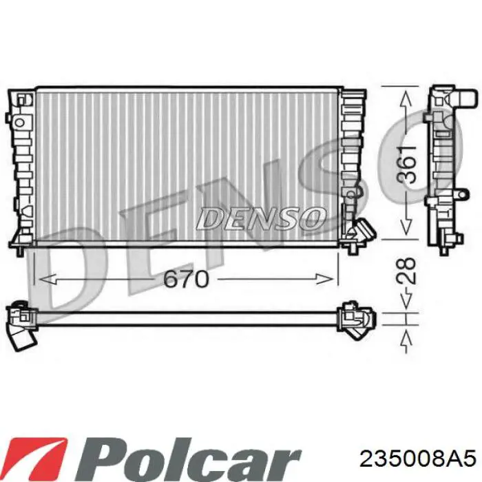 Купити 235008A5 Polcar Радіатор двигуна