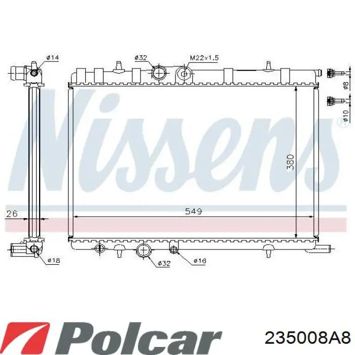 Радіатор основний Polcar 235008A8 ціна, від 43.18 USD