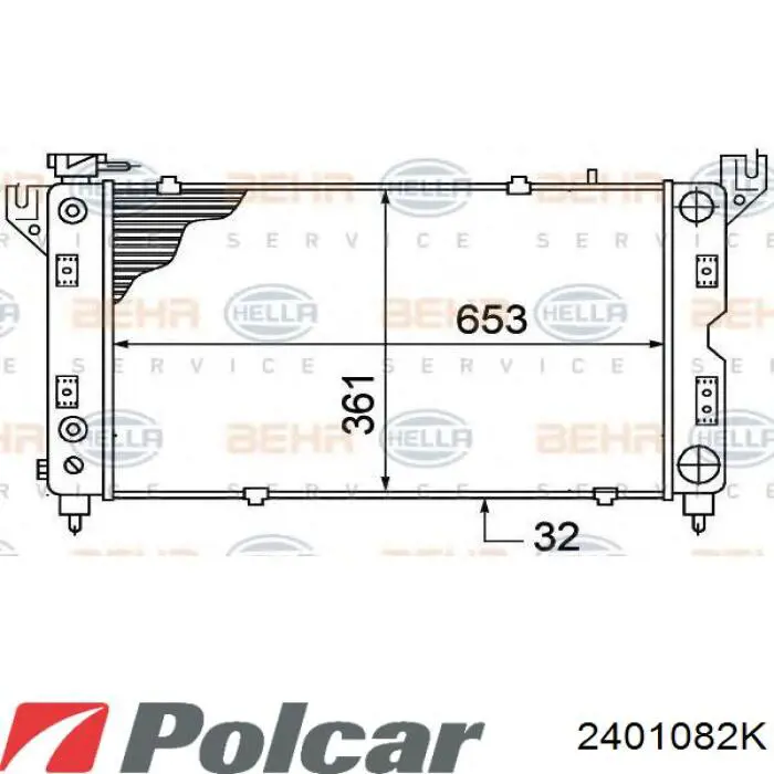 Радіатор основний Polcar 2401082K ціна, від 99.11 USD