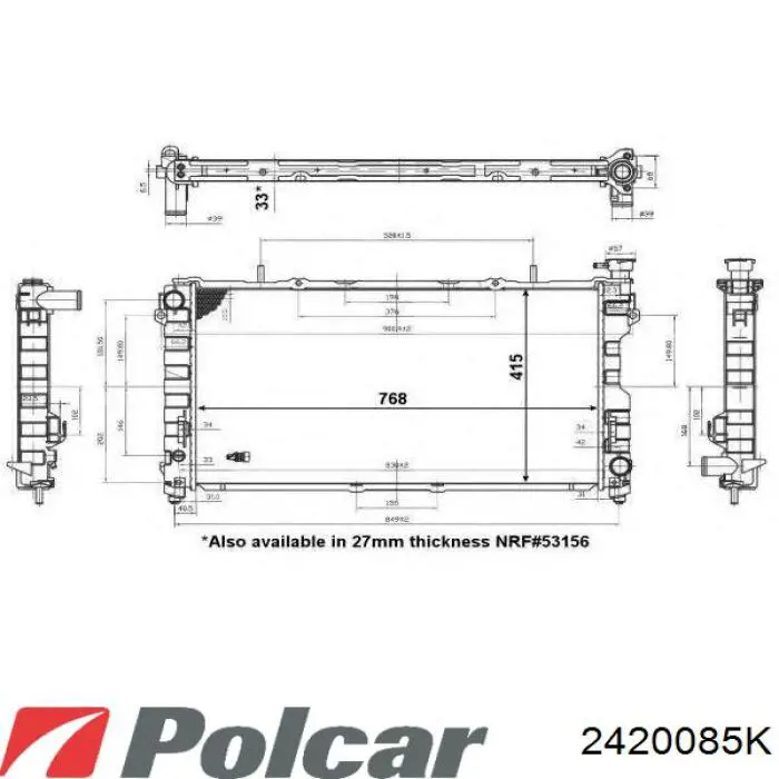 Радіатор охолодження двигуна 2420085K Polcar