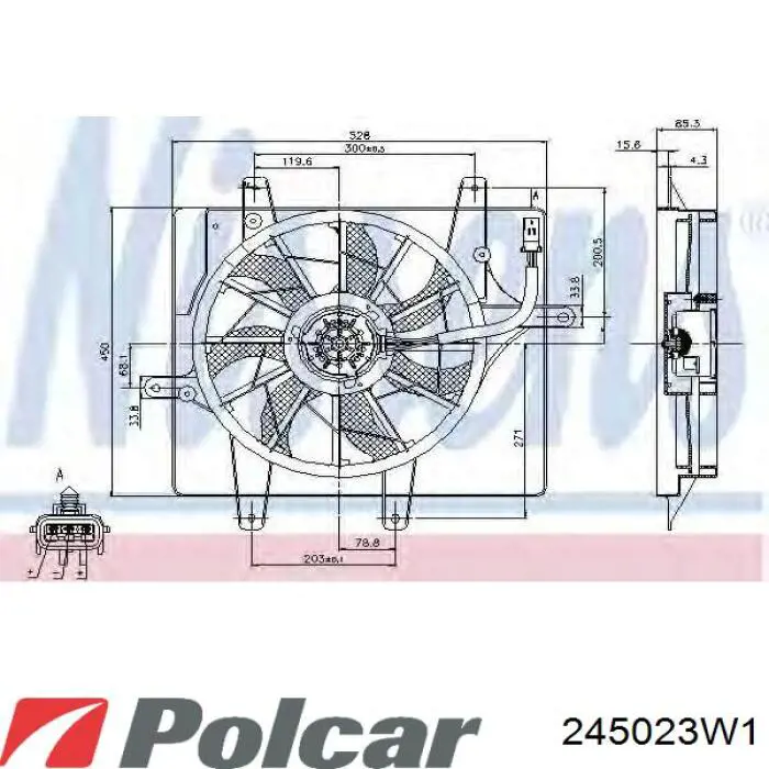 245023W1 Polcar дифузор радіатора охолодження, в зборі з двигуном і крильчаткою