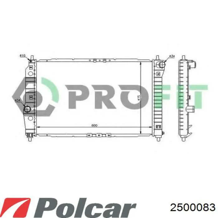 Радіатор основний Polcar 2500083 ціна, від 56.77 USD