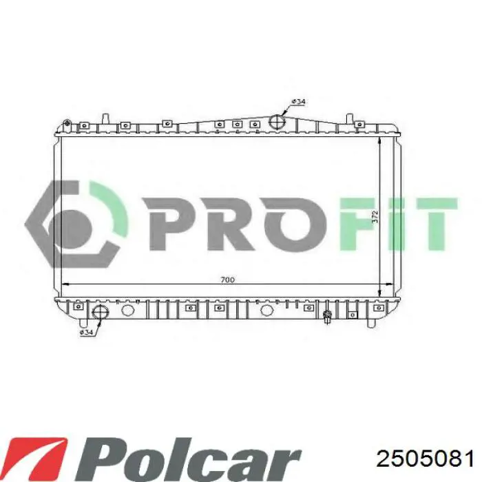 Радіатор основний Polcar 2505081 ціна, від 65.49 USD