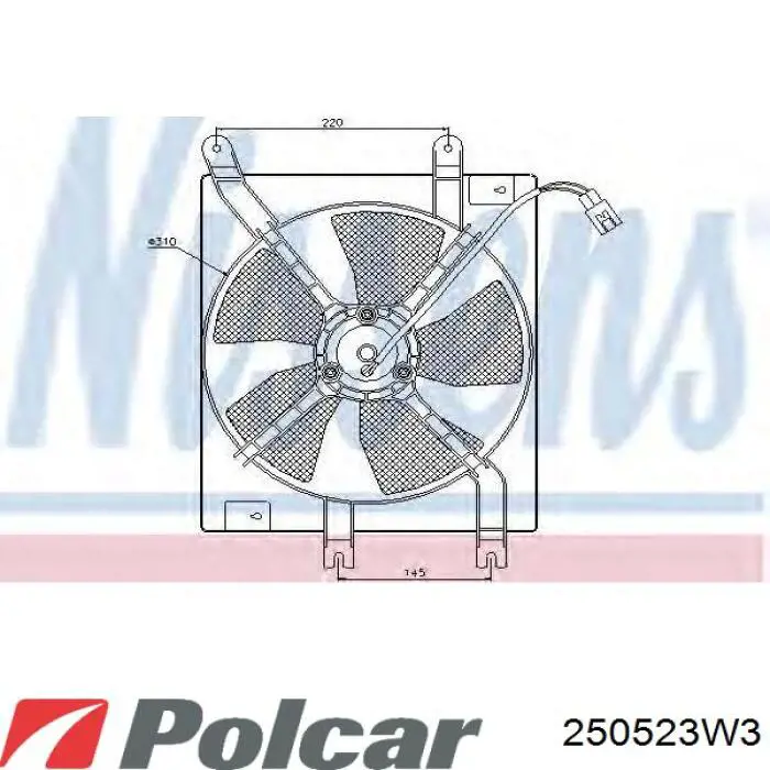 250523W3 Polcar електровентилятор кондиціонера в зборі (двигун + крильчатка)