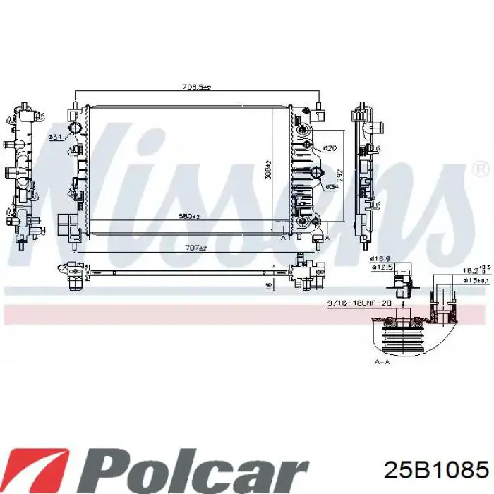 25B1085 Polcar Радіатор охолодження двигуна