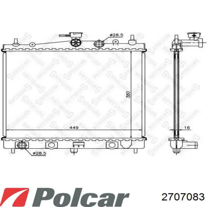 Купити 2707083 Polcar Радіатор двигуна