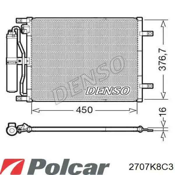 Конденсатор кондиціонера Polcar 2707K8C3 ціна, від 68.67 USD