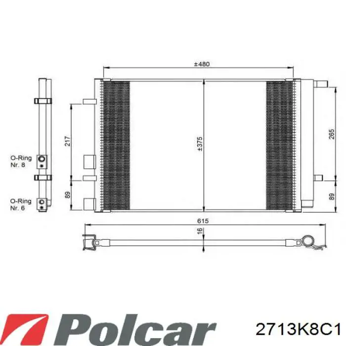 Радіатор кондиціонера 2713K8C1 Polcar