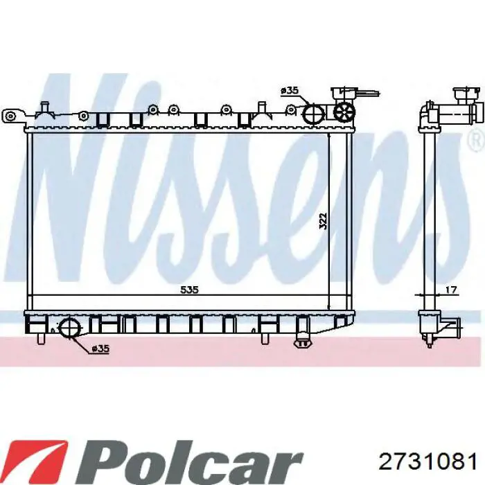Радіатор основний Polcar 2731081 ціна, від 55.99 USD