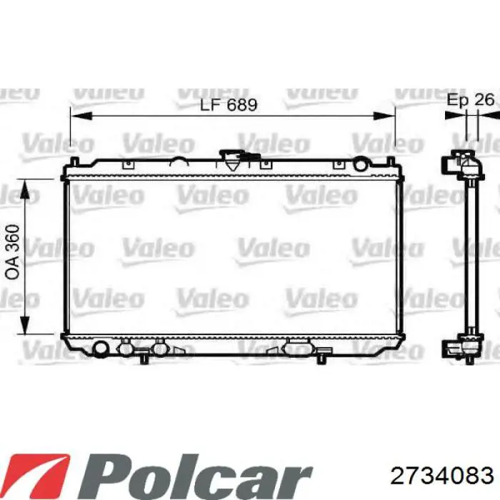 Радіатор охолодження двигуна 2734083 Polcar