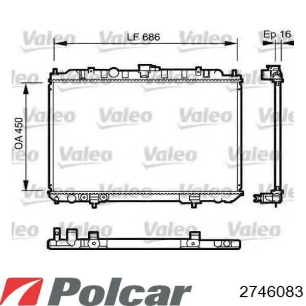 Радіатор основний Polcar 2746083 ціна, від 79.47 USD