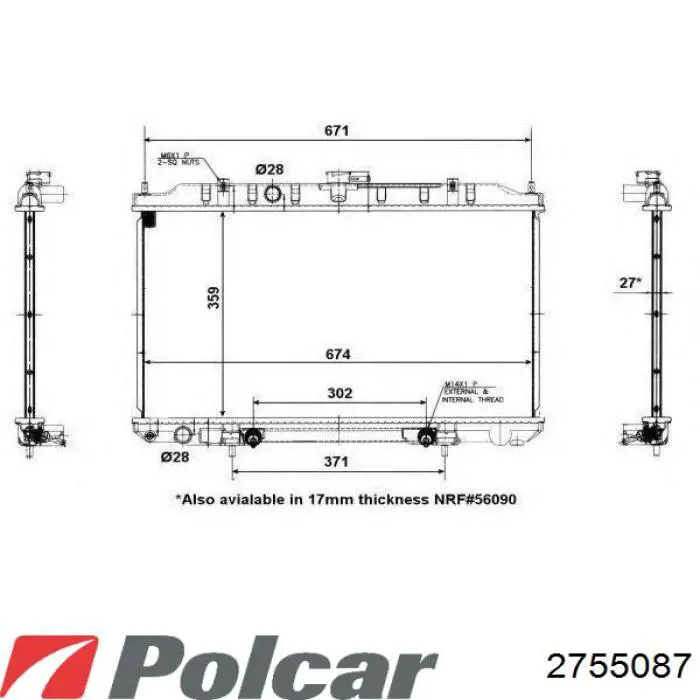 2755089 Polcar Радіатор охолодження двигуна