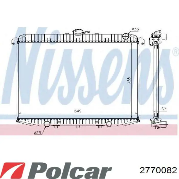 Радіатор охолодження двигуна 2770082 Polcar