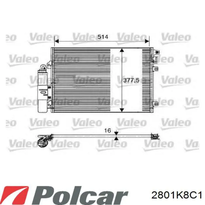 Радіатор кондиціонера 2801K8C1 Polcar