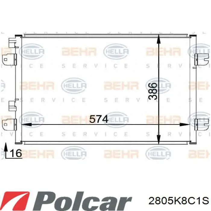 Радіатор кондиціонера 2805K8C1 Polcar
