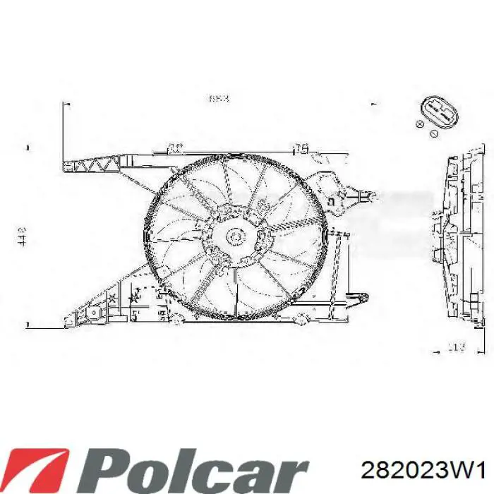 Дифузор радіатора охолодження, в зборі з двигуном і крильчаткою Polcar 282023W1 ціна, від 76.27 USD
