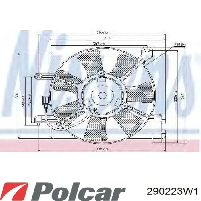 290223W1X Polcar дифузор радіатора охолодження, в зборі з двигуном і крильчаткою