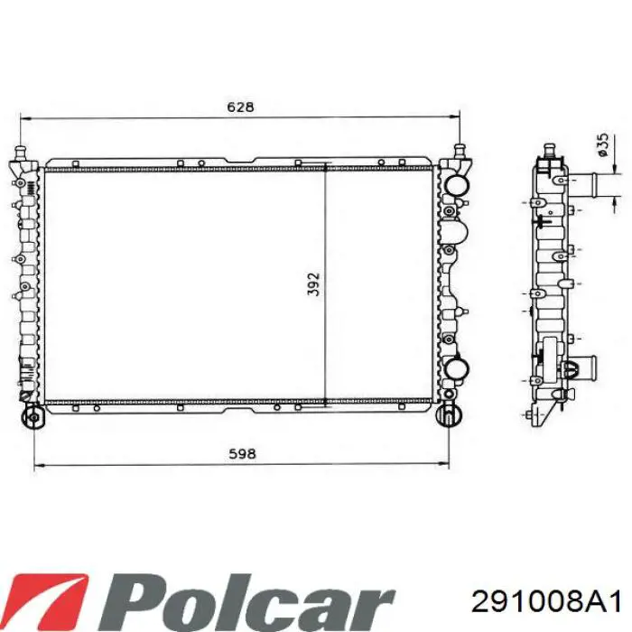 Купити 291008A1 Polcar Радіатор двигуна