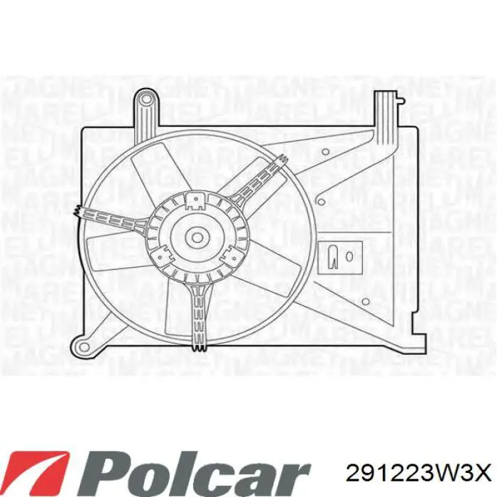 Купити 291223W3X Polcar Дифузор радіатора охолодження, в зборі з двигуном і крильчаткою