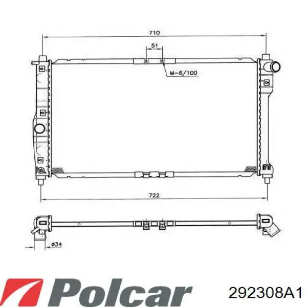 Радіатор основний Polcar 292308A1 ціна, від 68.33 USD
