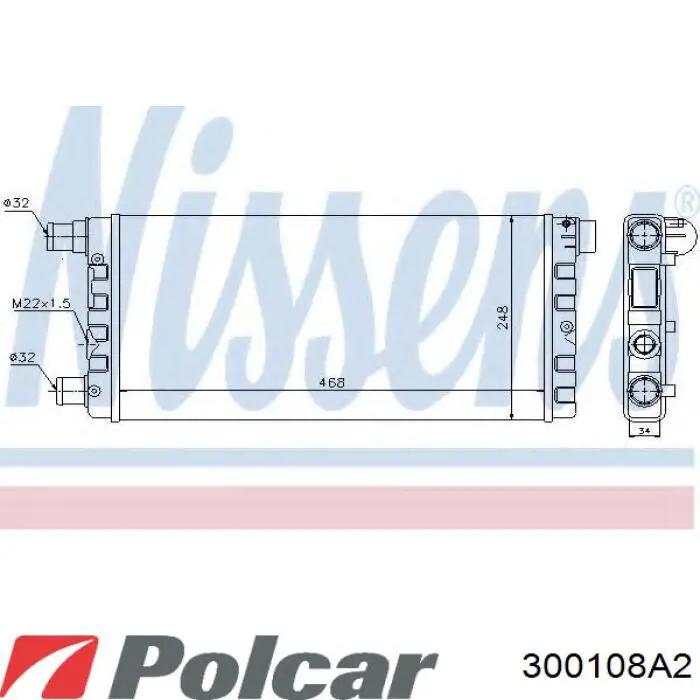 300108A2 Polcar радіатор охолодження двигуна