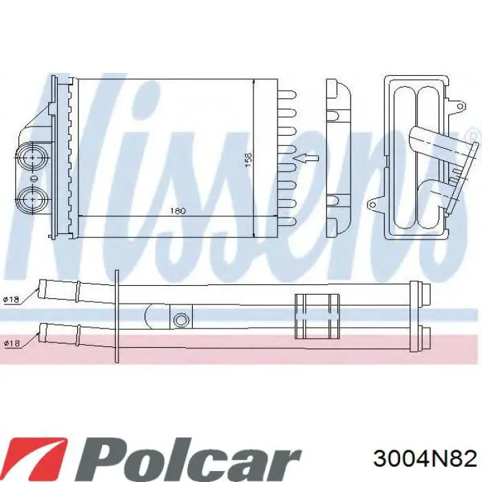 Радіатор пічки (обігрівача) Polcar 3004N82 ціна, від 22.83 USD