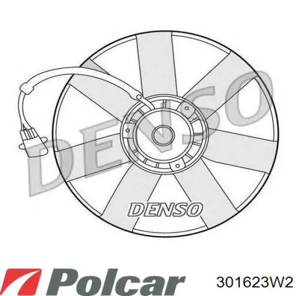 Купити 301623W2 Polcar Дифузор радіатора охолодження, в зборі з двигуном і крильчаткою