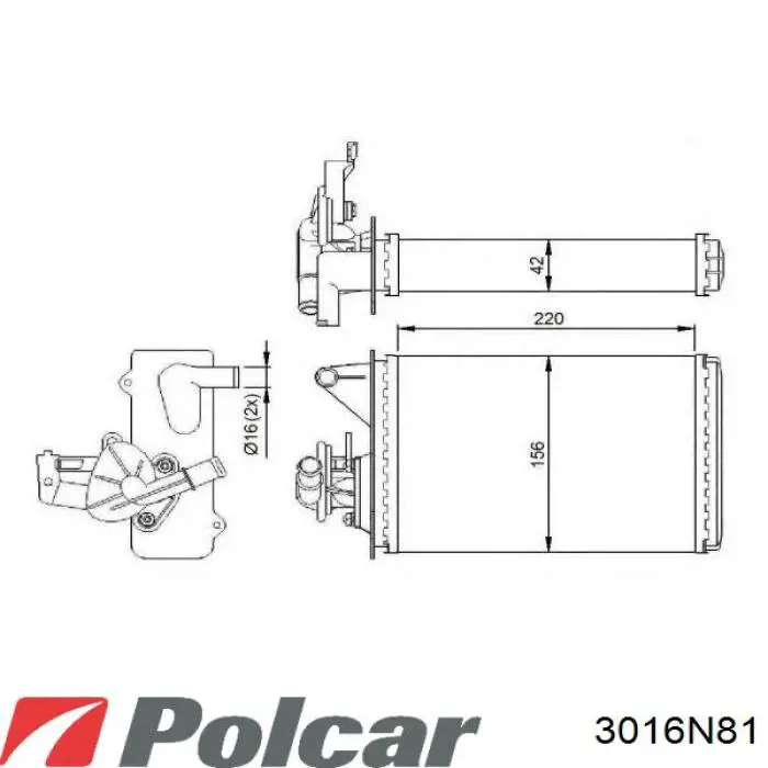 Радіатор пічки 3016N81 Polcar