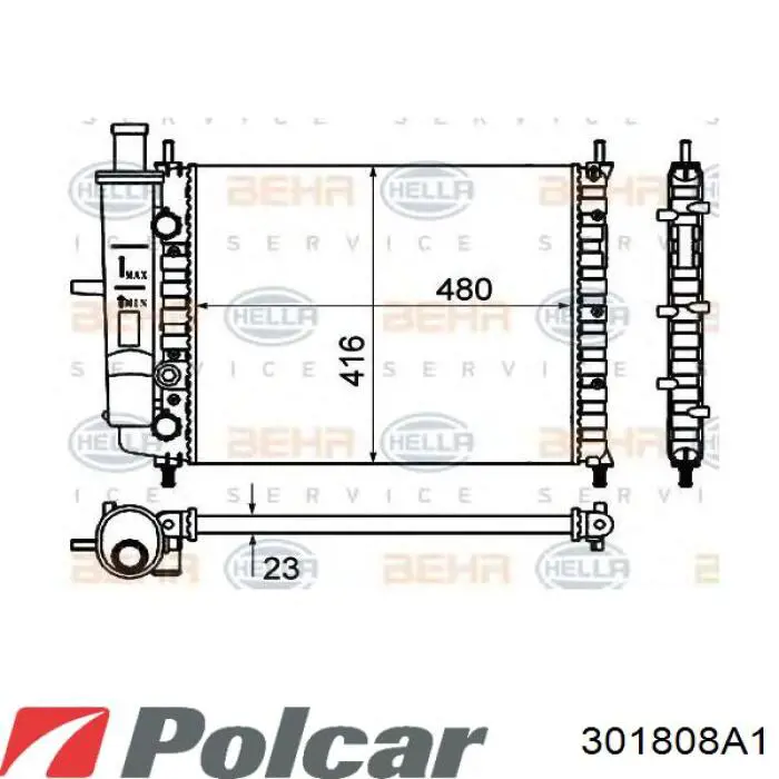 301808A1 Polcar радіатор охолодження двигуна