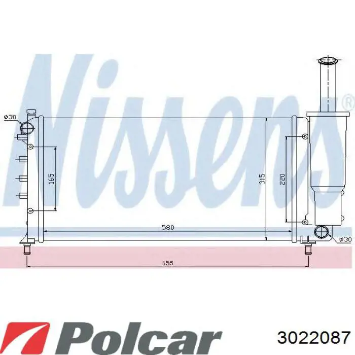 Радіатор охолодження двигуна 3022087 Polcar