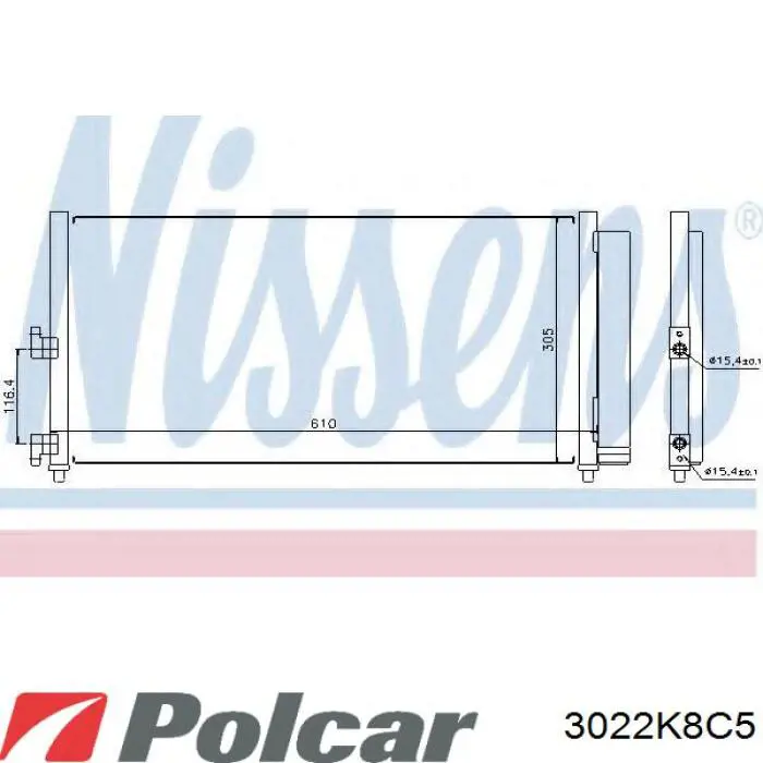 Конденсатор кондиціонера Polcar 3022K8C5 ціна, від 71.98 USD