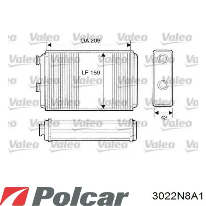 Радіатор пічки 3022N8A1 Polcar