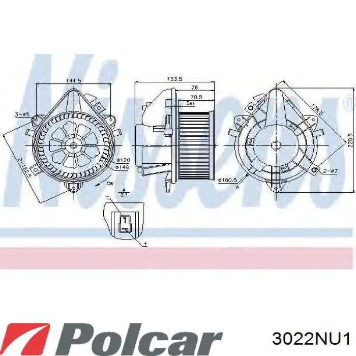 3022NU1 Polcar двигун вентилятора пічки (обігрівача салону)