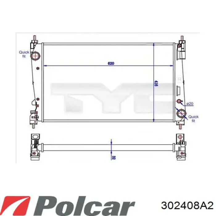 302408A2 Polcar Радіатор охолодження двигуна