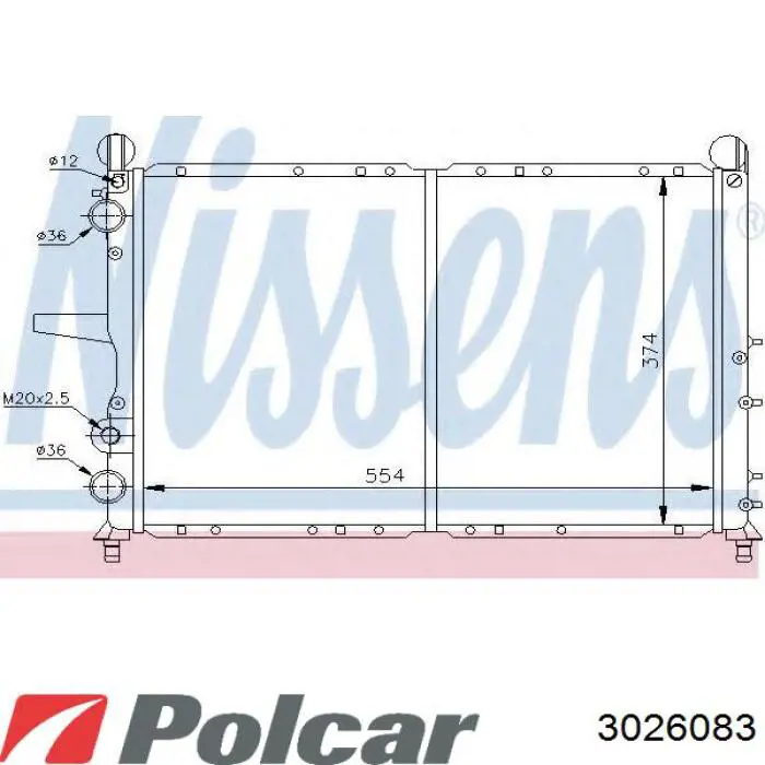 Радіатор охолодження двигуна 3026083 Polcar