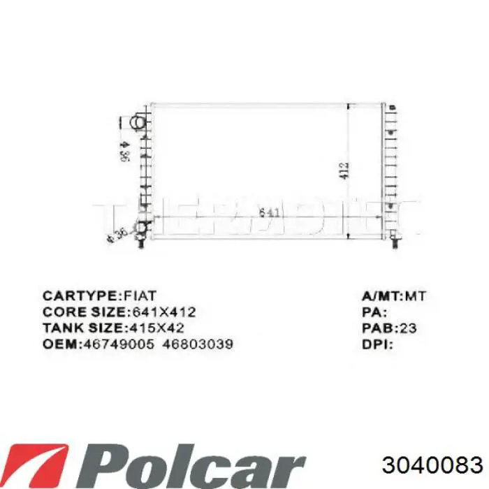 3040083 Polcar радіатор охолодження двигуна