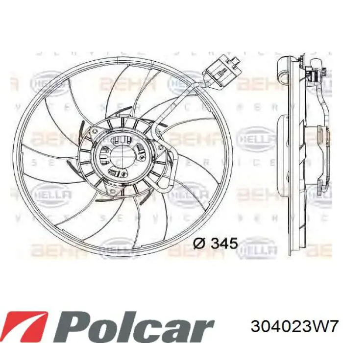 304023W7 Polcar Дифузор радіатора охолодження, в зборі з мотором і крильчаткою