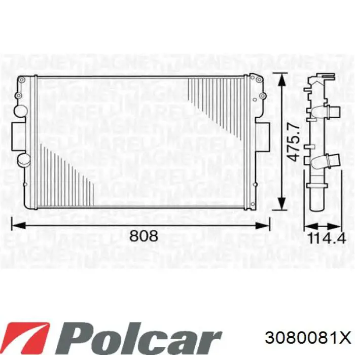 3080081X Polcar радіатор охолодження двигуна