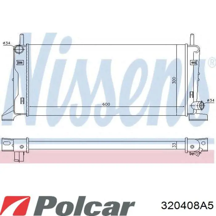 Радіатор охолодження двигуна 320408A5 Polcar