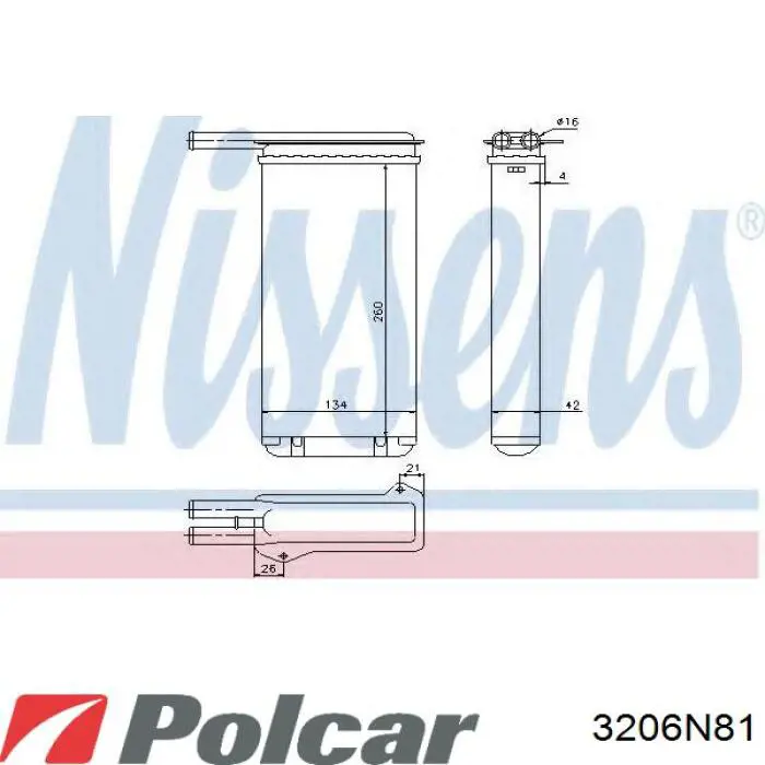 3206N81 Polcar радіатор пічки (обігрівача)