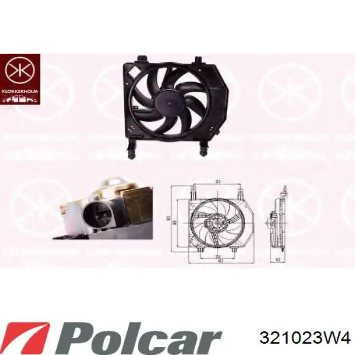 321023W4 Polcar дифузор радіатора охолодження, в зборі з двигуном і крильчаткою