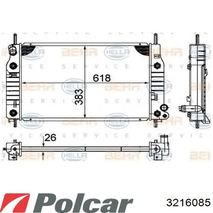 Купити 3216085 Polcar Радіатор двигуна