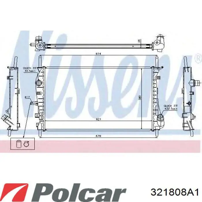 Радіатор основний Polcar 321808A1 ціна, від 47.52 USD